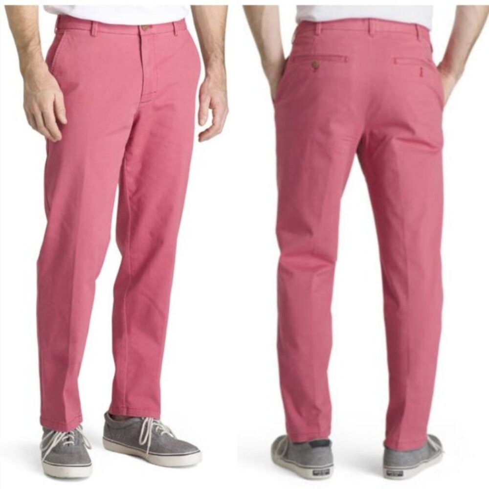 Izod Flat Front Straight Saltwater Chino Pants‎ Hemmed Salmon (Size 36 x 29)